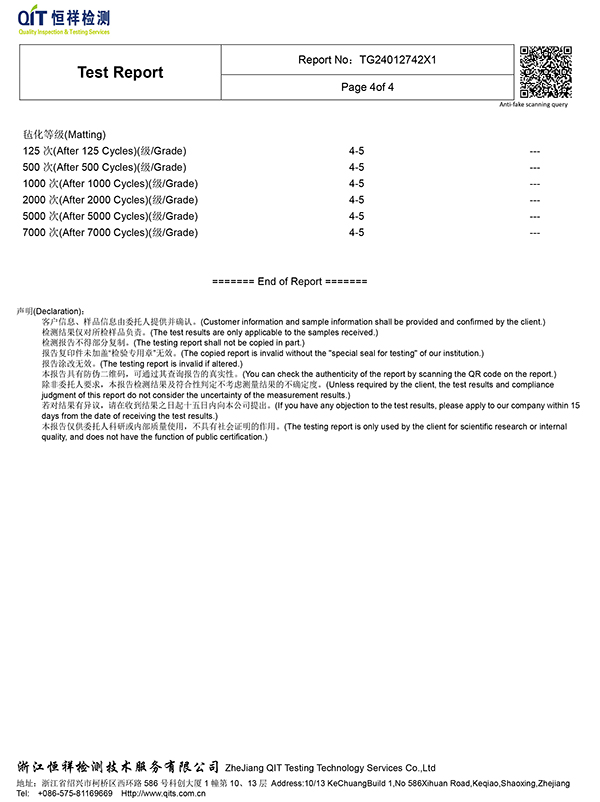 test report of top dye fabrics